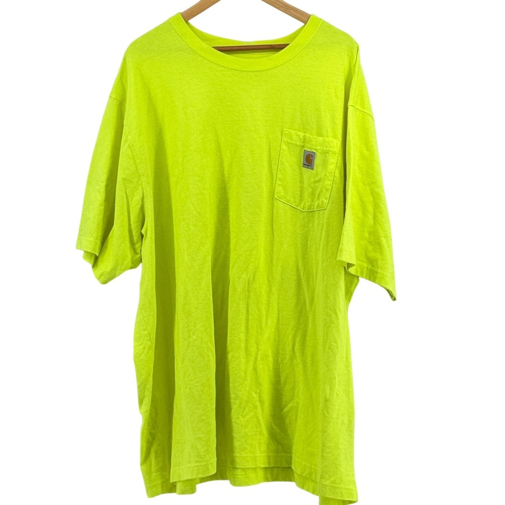 Carhartt Mens 4XL Loose Fit Work Pocket T-Shirt Neon Yellow High Visibility K87